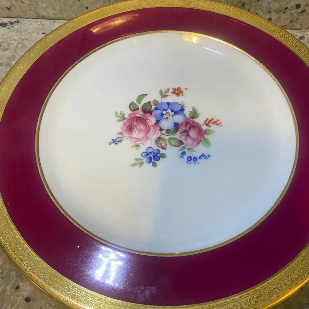 Vintage Paragon Fuchsia And Rose Pattern With Gold‎ Trim dinner Plates (6)